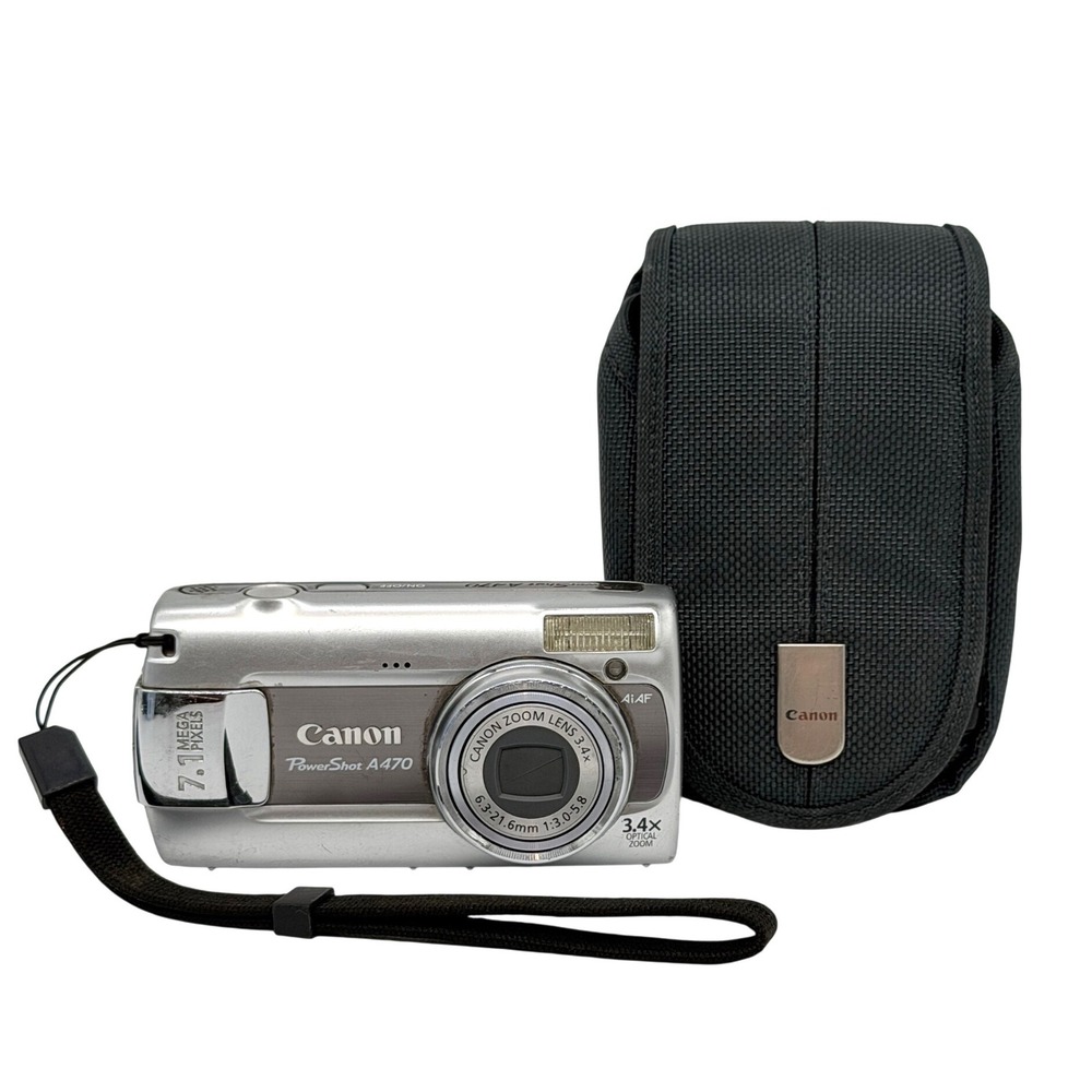 Canon PowerShot A470 Silver 7.1MP Digital Camera 3.4x Zoom Tested Works